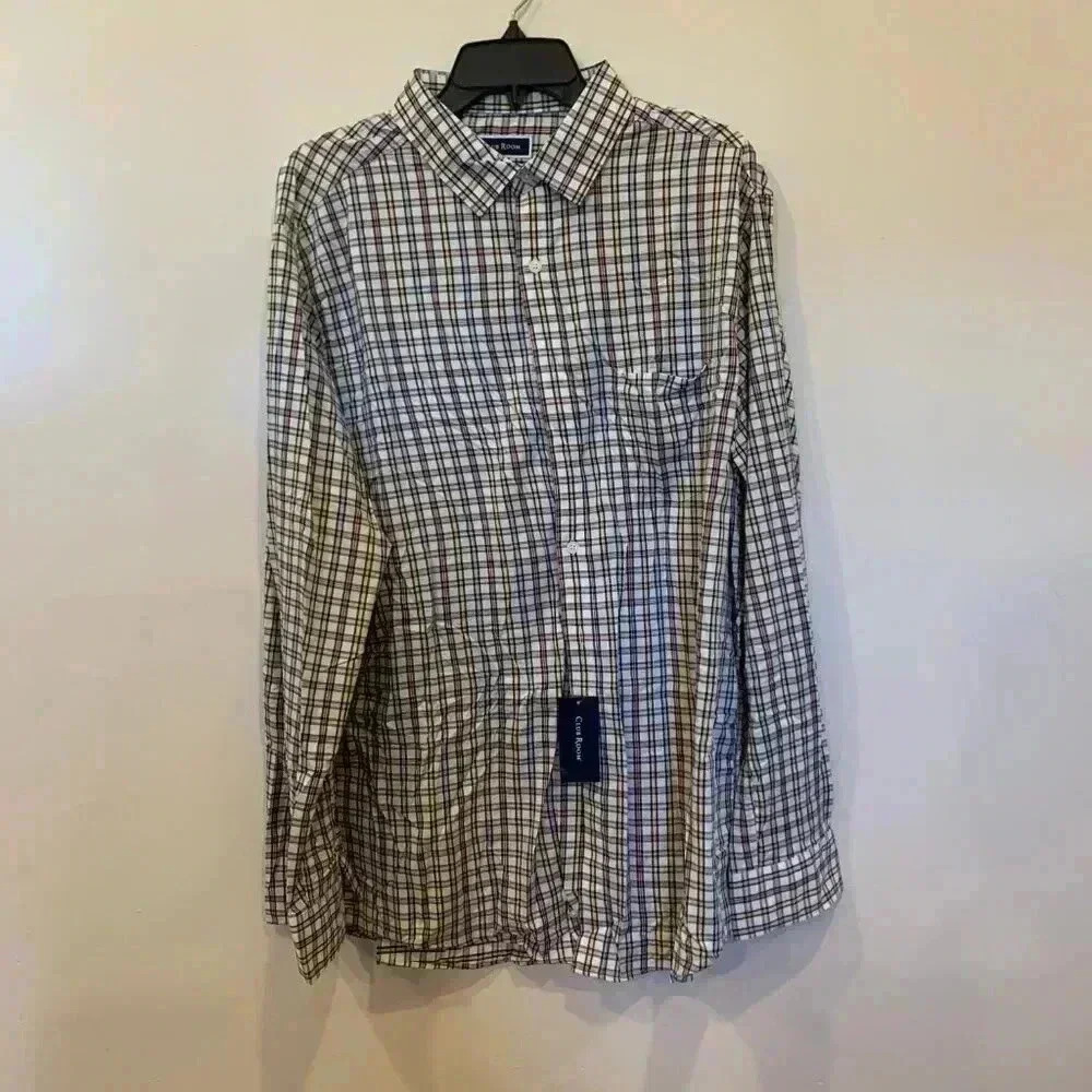 Mens Club Room Tech Woven Button Down XL NWT - B5